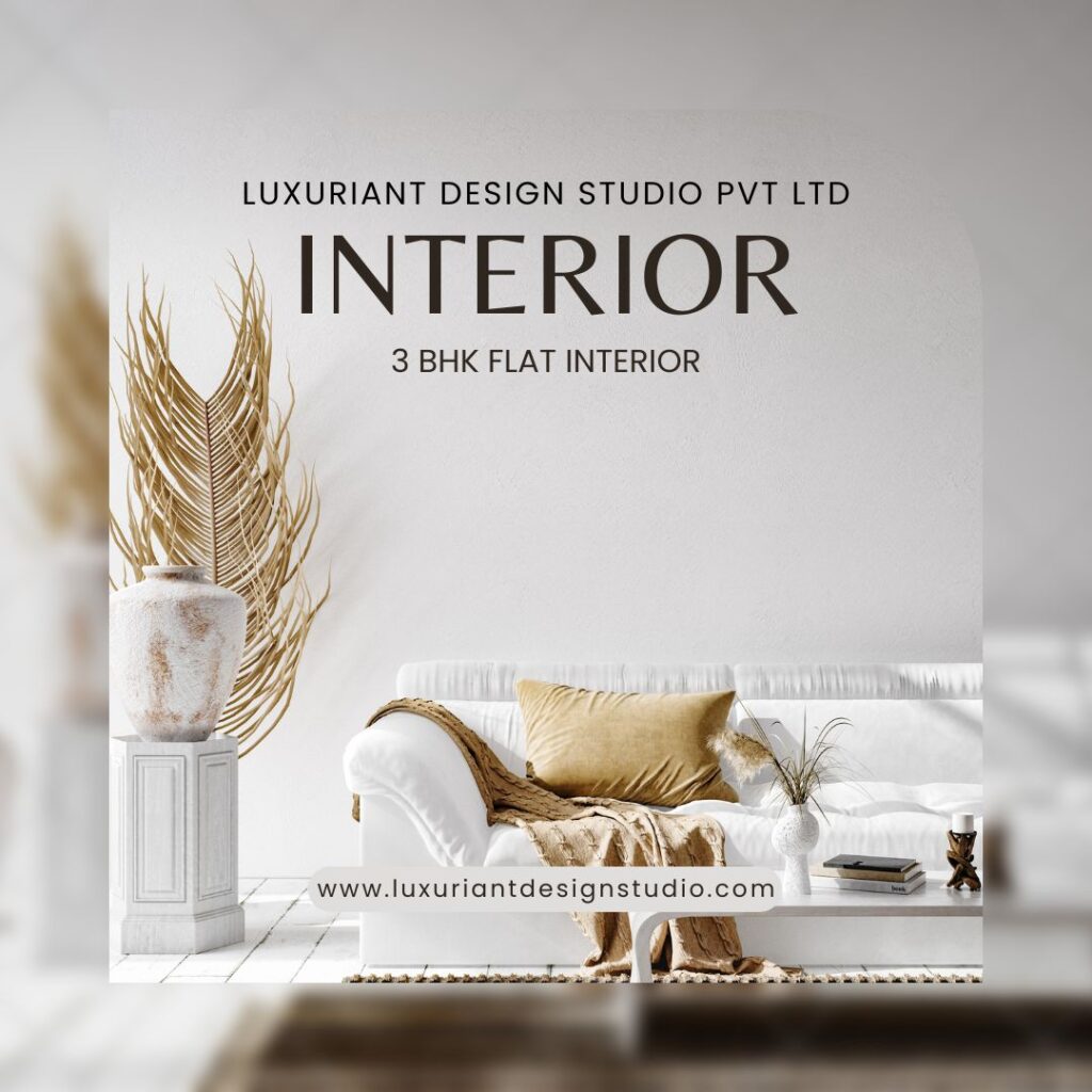 3 BHK Flat Interior design by luxuriant design studio pvt ltd kolkata