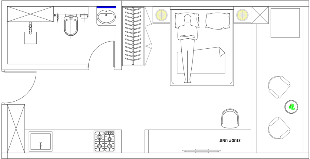 Studio Apartment 2D Plan Luxuriant Design Studio Pvt Ltd